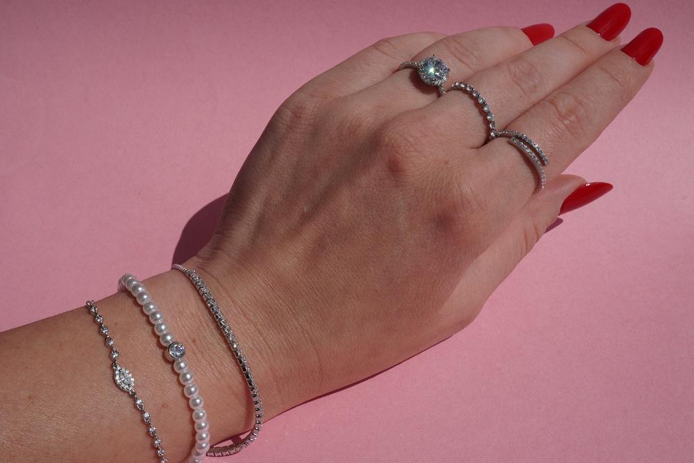 INAGIO 925 sterling silver bracelets and rings, diamonds, pearl jewellery