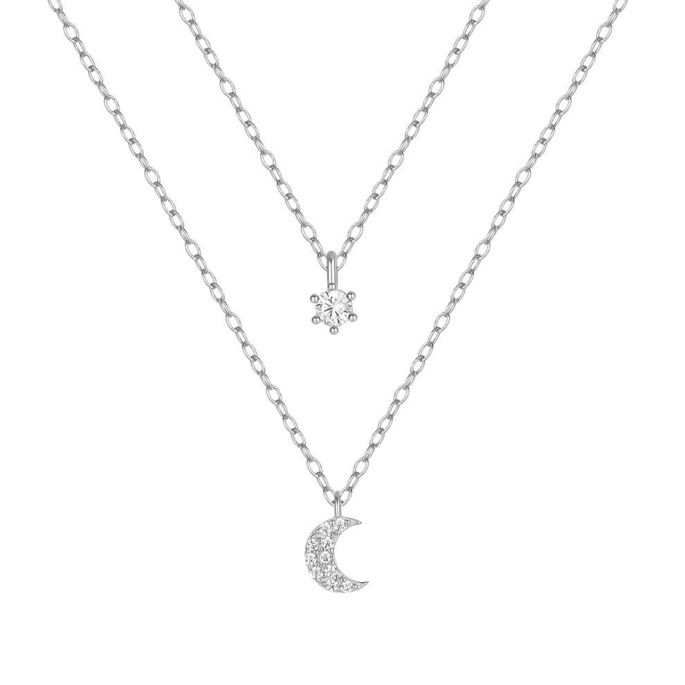 INAGIO 925 sterling silver  double moon chain