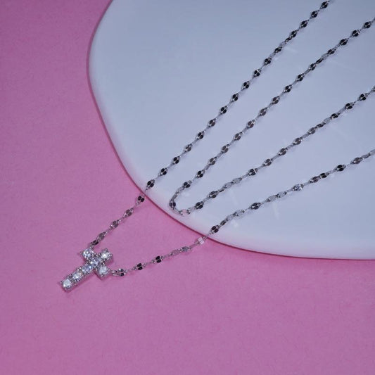 Cross Double chain INAGIO silver necklace